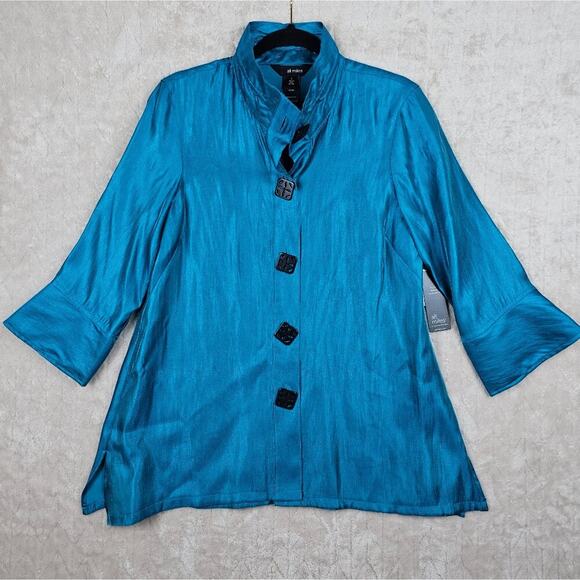 Ali Miles Button Up Shirt Small Blouse Modern Classic Timeless Blue Preppy - Picture 1 of 9